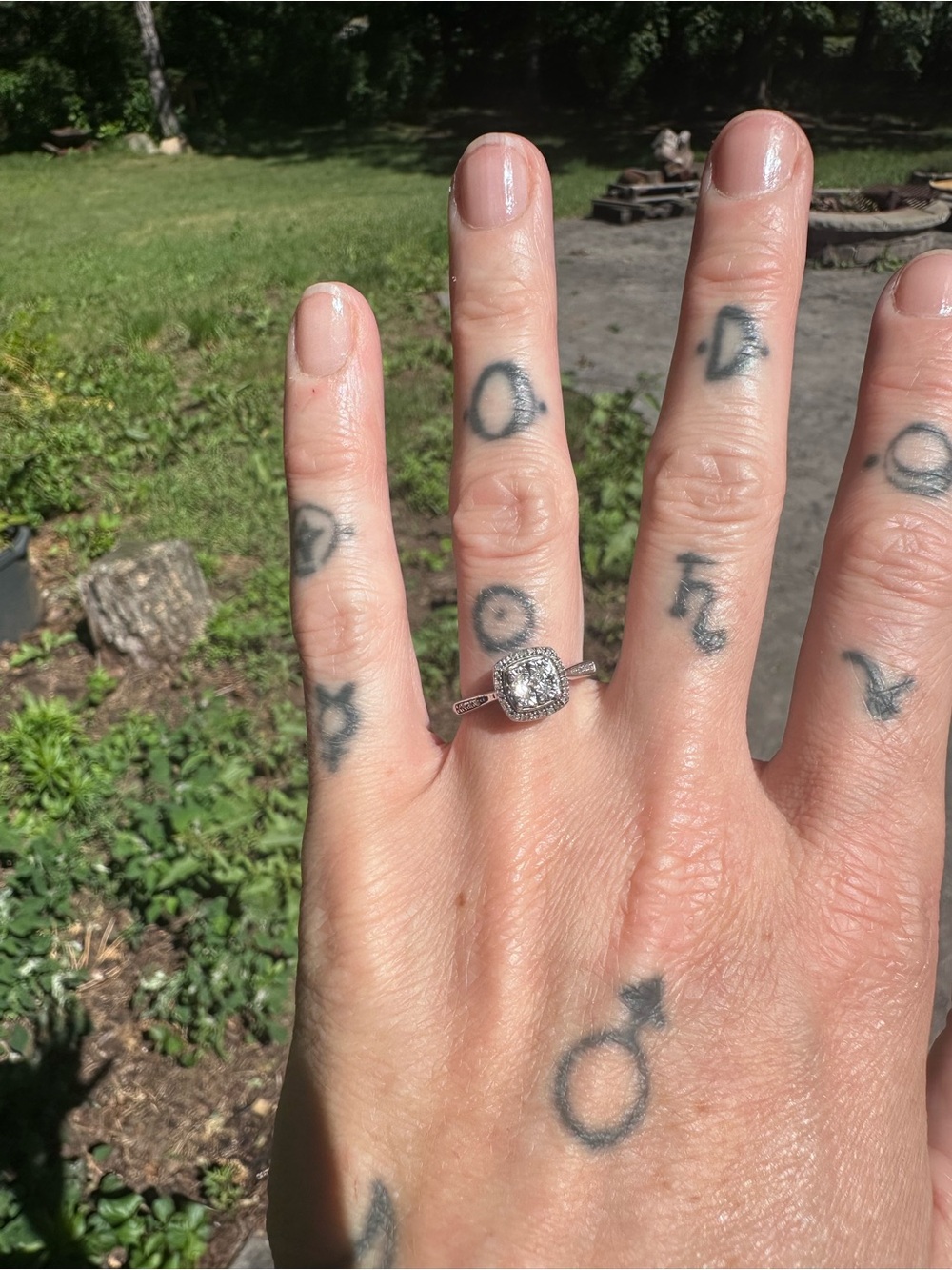 Sterling Silver Cushion Style Ring with Diamonds